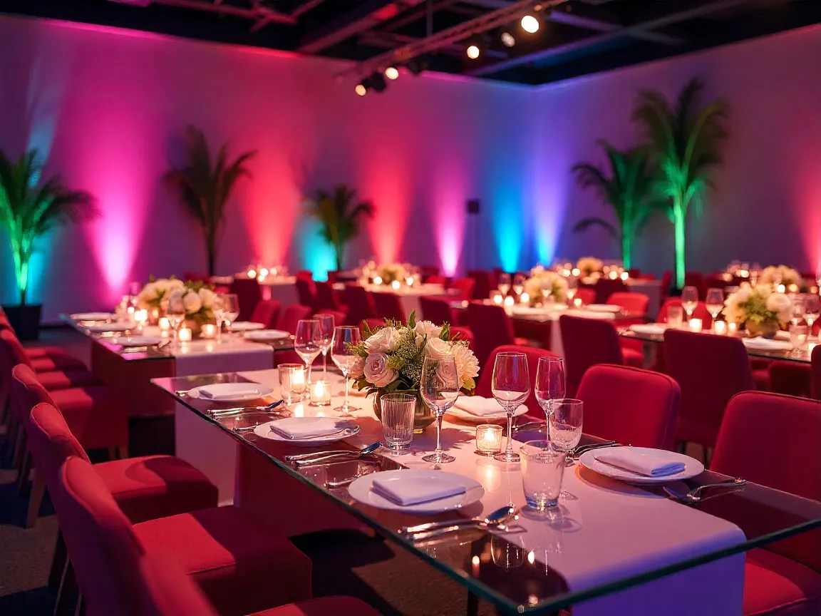 Vibrant corporate event setup with modern design elements